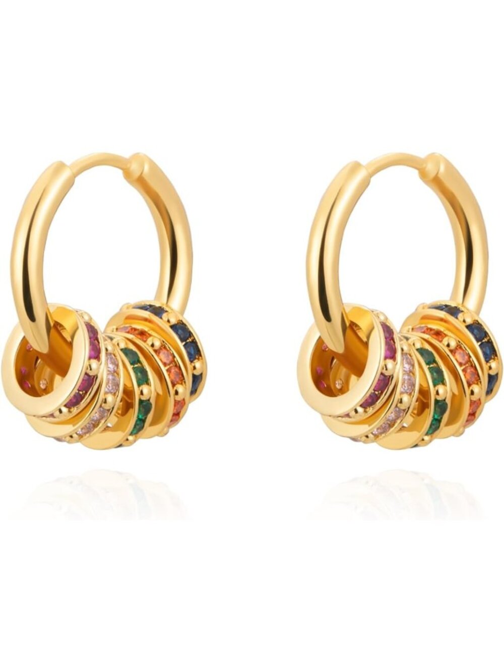 14K Gold Plated Small Huggie Dangle Earrings - Elegant, Lightweight, Chic Style